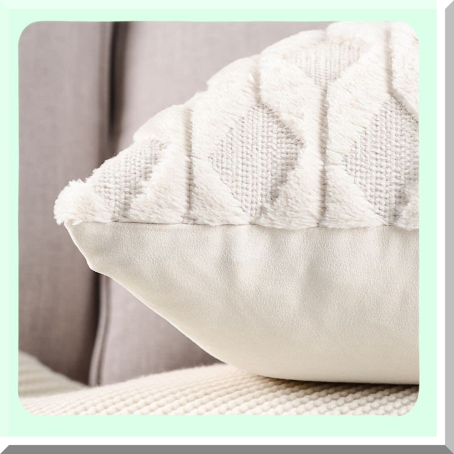 Luxury Plush Velvet Beige Throw Pillow Covers - Set of 2 | Soft Short Wool Decorative Cushion Cases 12x20 inch for Sofa Bedroom | Rectangular Style