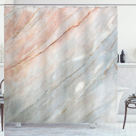 Marble Print Shower Curtain 69x70 inches Gray Peach