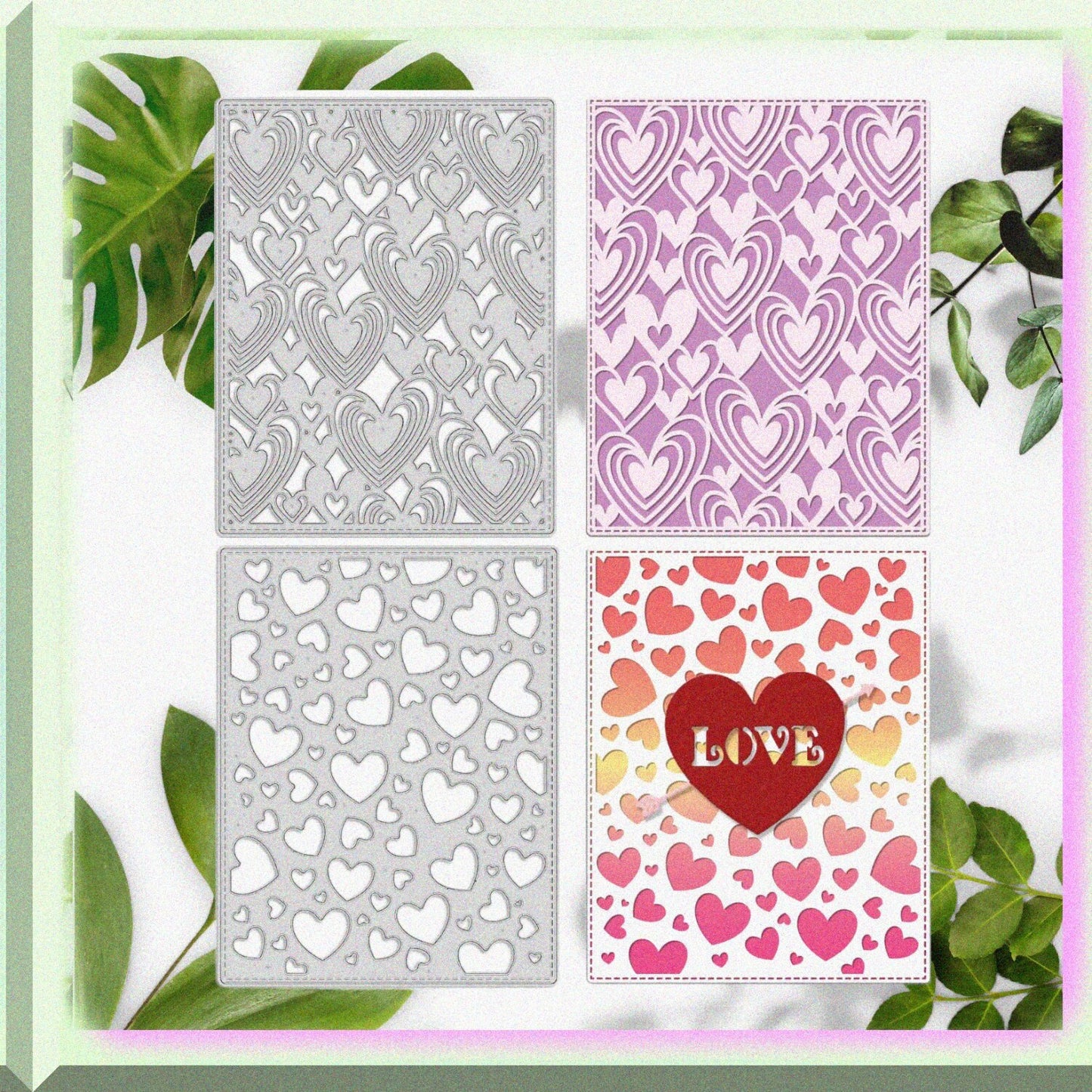 2 Pcs Heart Background Frame Metal Cutting Dies