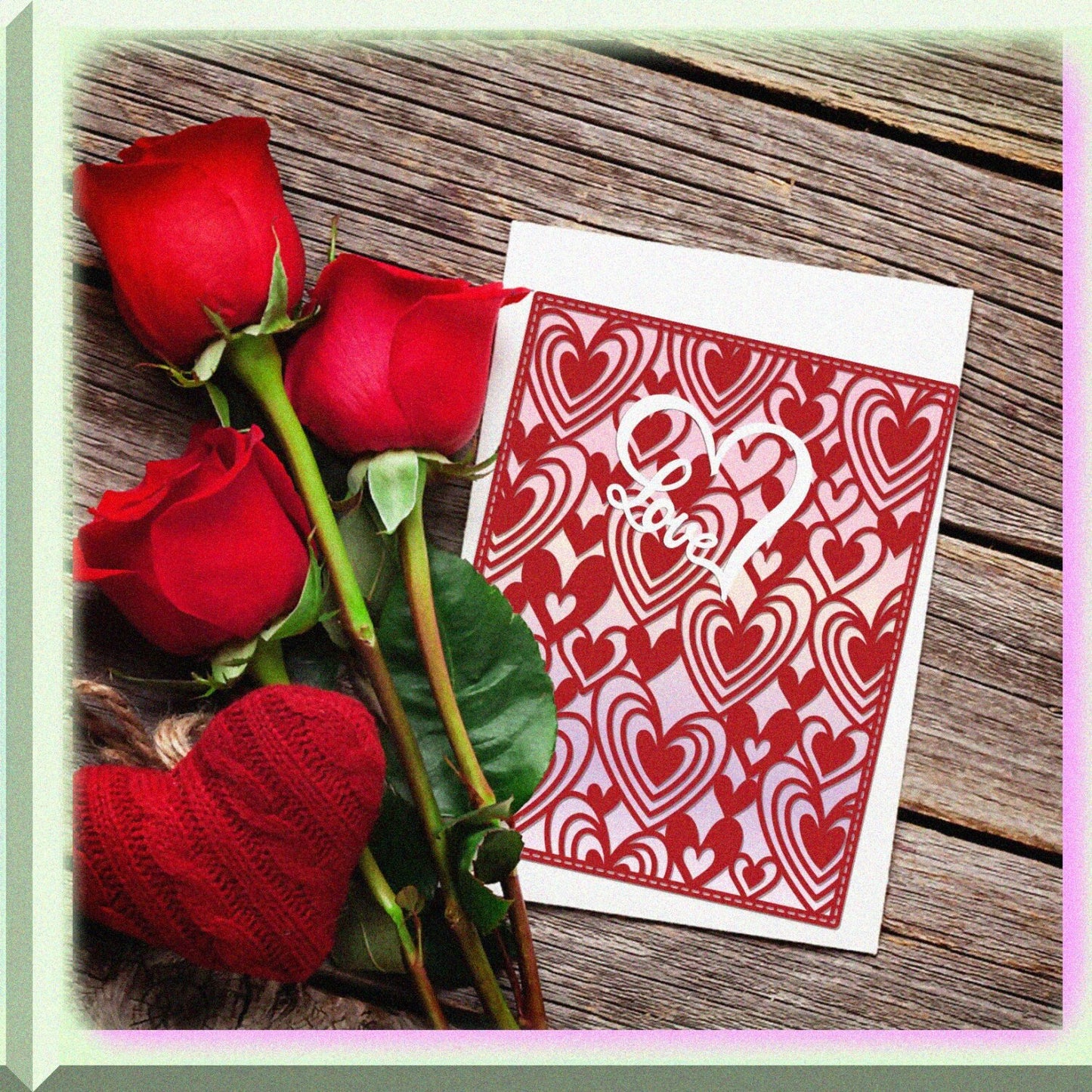 2 Pcs Heart Background Frame Metal Cutting Dies