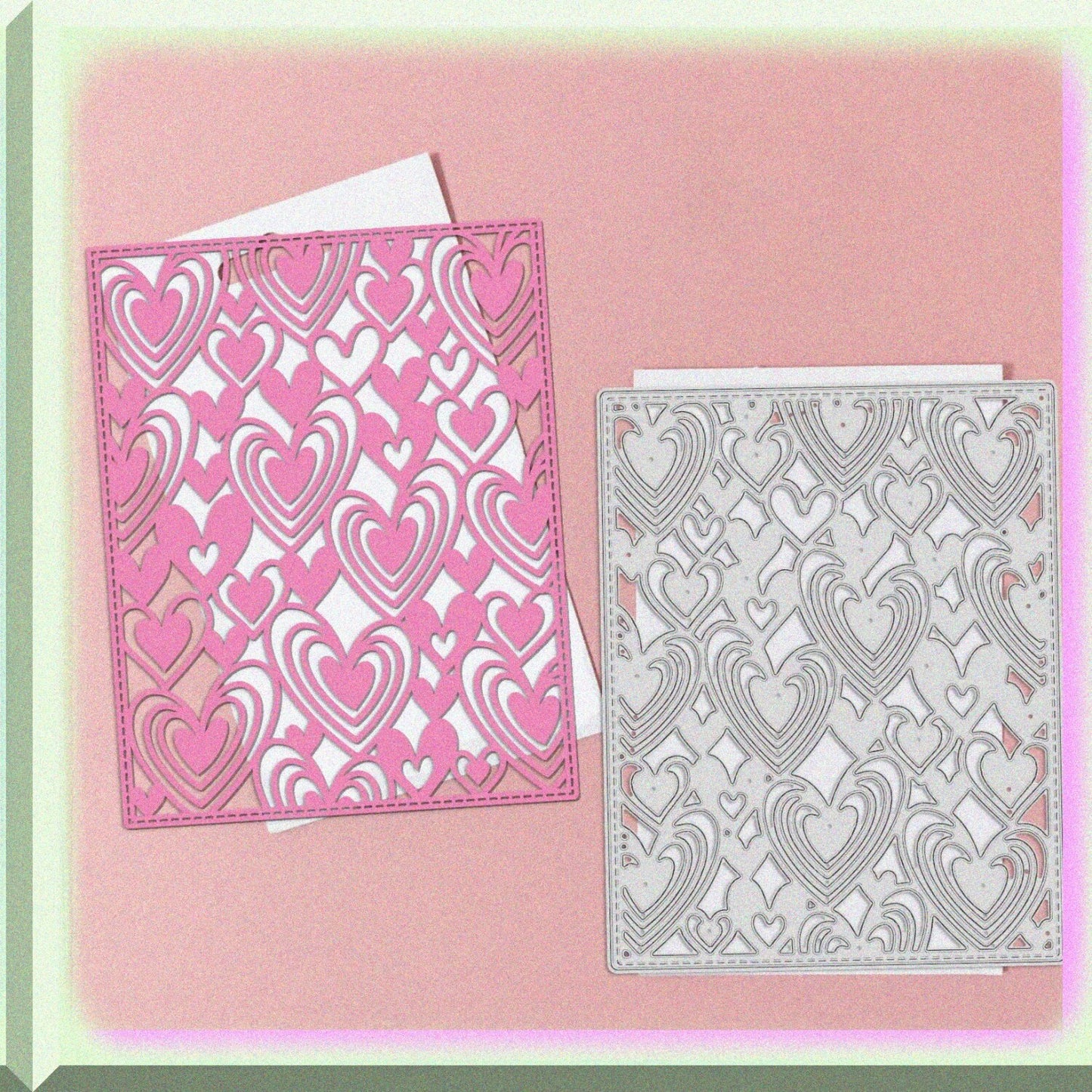 2 Pcs Heart Background Frame Metal Cutting Dies