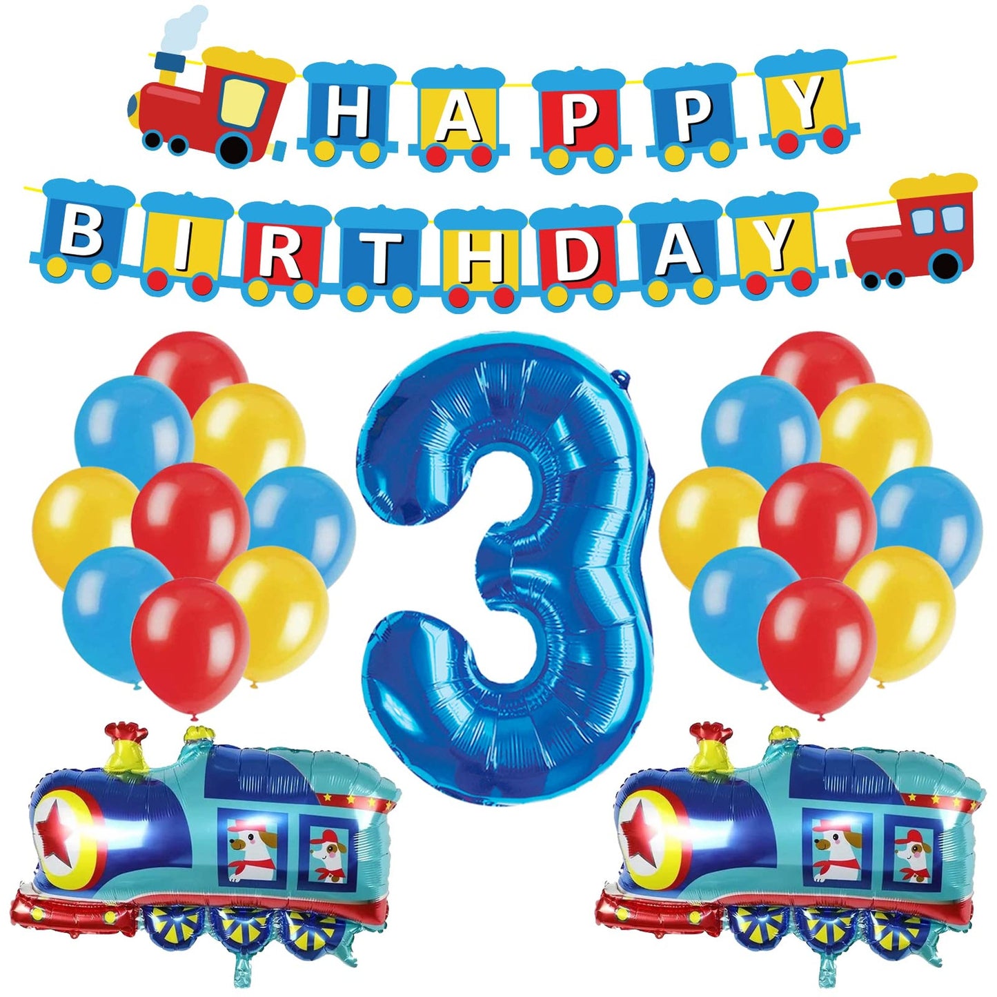 Train 3rd Birthday Decorations for Kids Party Supplies