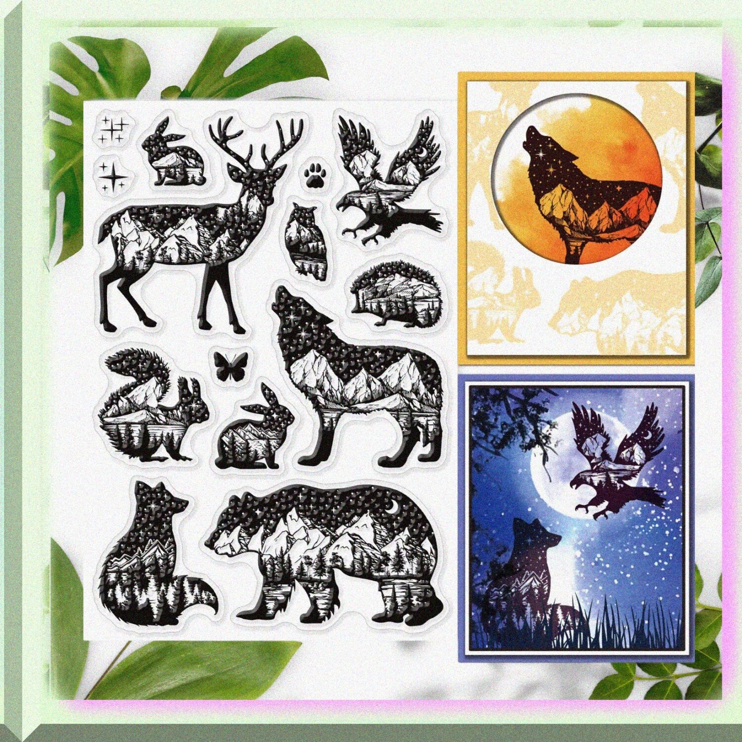 Animal Theme Silhouette Clear Stamp Set for Crafts