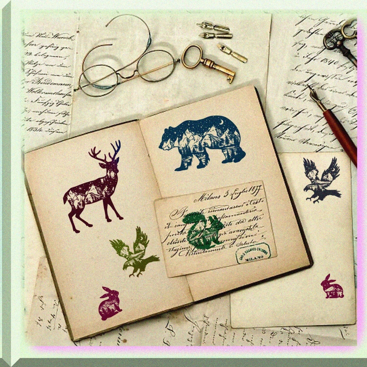 Animal Theme Silhouette Clear Stamp Set for Crafts