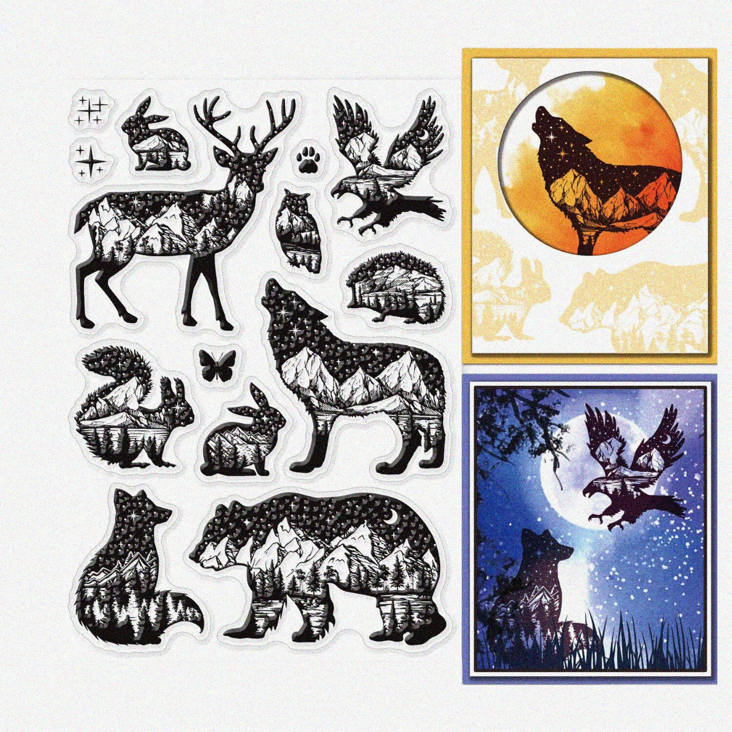 Animal Theme Silhouette Clear Stamp Set for Crafts