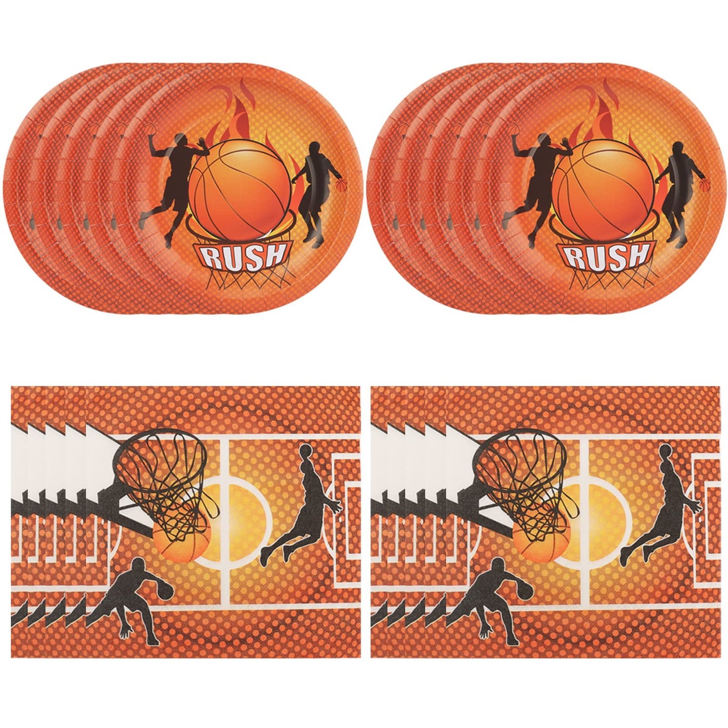 Basketball Bash Tableware Set - 40 Pack Sports Themed Party Supplies for Boy's Birthday Celebration. Includes 20 Dessert Plates and 20 Napkins. Perfect for Basketball Theme Decorations!