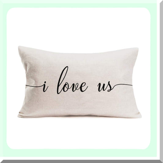 Love Quote Cotton Linen Oblong Throw Pillow Case - Couple Wedding Gift - Decorative Cushion Cover - 12"x20" White - Pillow Cases Covers