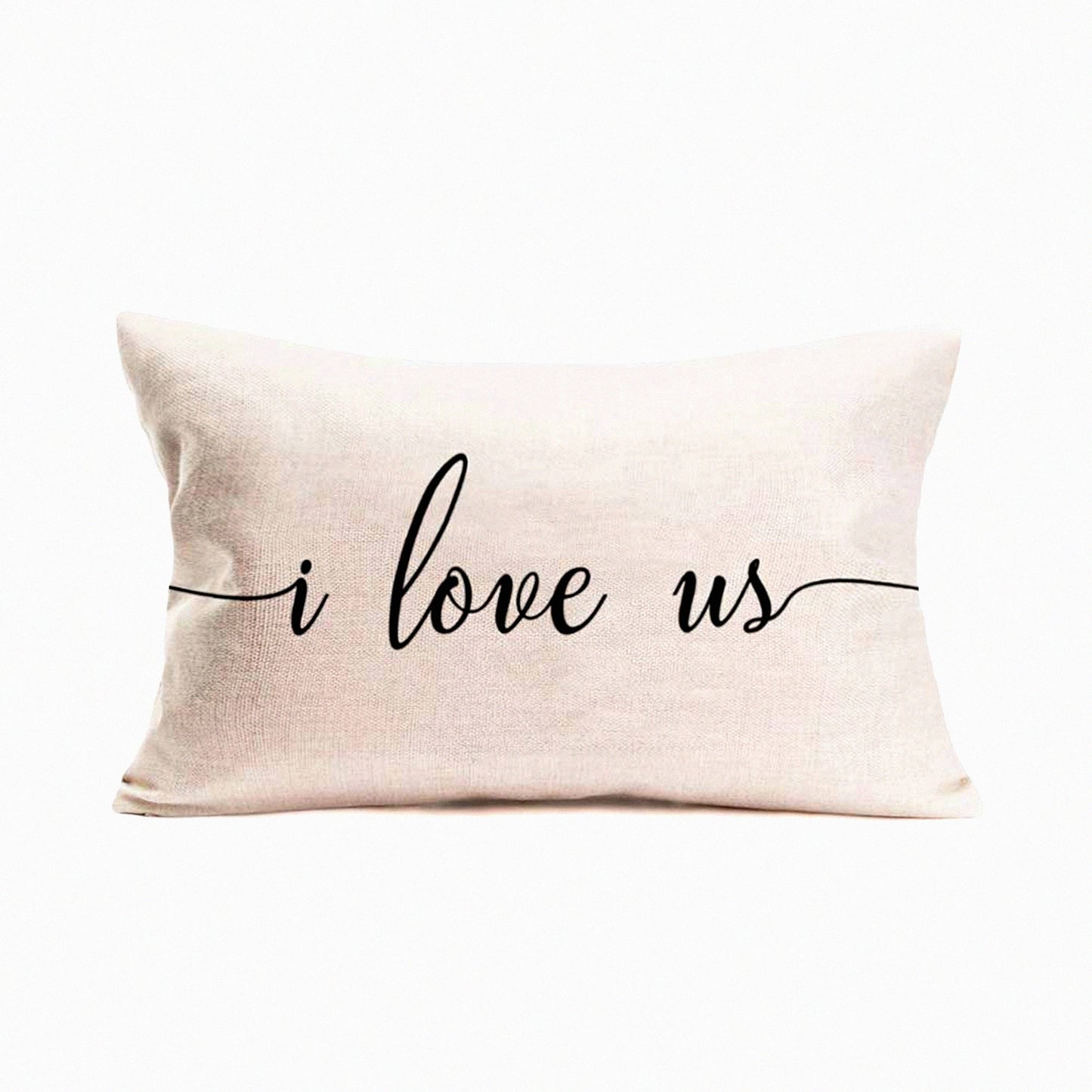 Love Quote Cotton Linen Oblong Throw Pillow Case - Couple Wedding Gift - Decorative Cushion Cover - 12"x20" White - Pillow Cases Covers