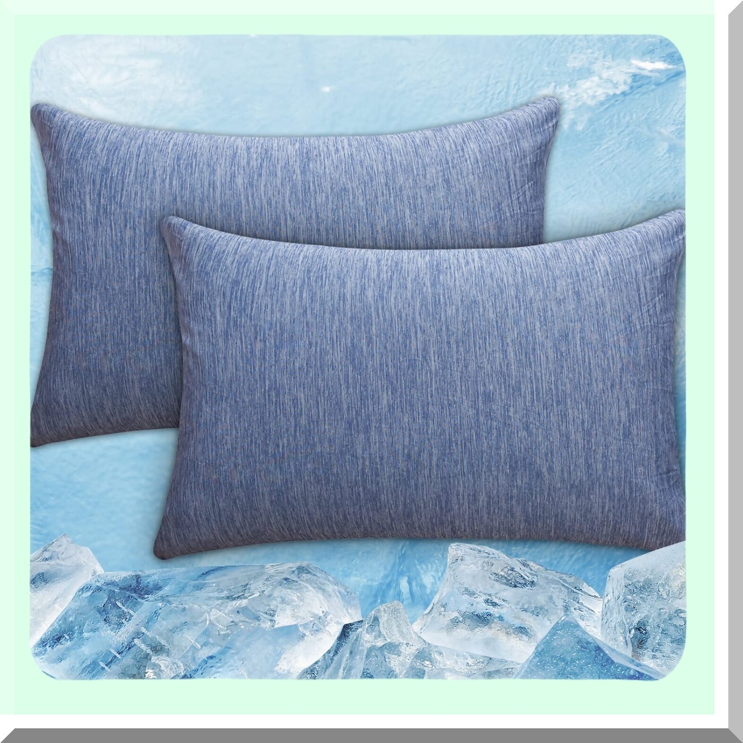 CoolMax Cooling Pillowcase - Double-Sided Design for Night Sweats & Hot Sleepers - Breathable Cotton Fabric - Hidden Zipper - 2 Pack 20" X 36" Blue