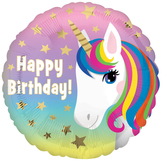 Unicorn Printed Birthday Foil Balloons, 18-in. (Pack of 5)