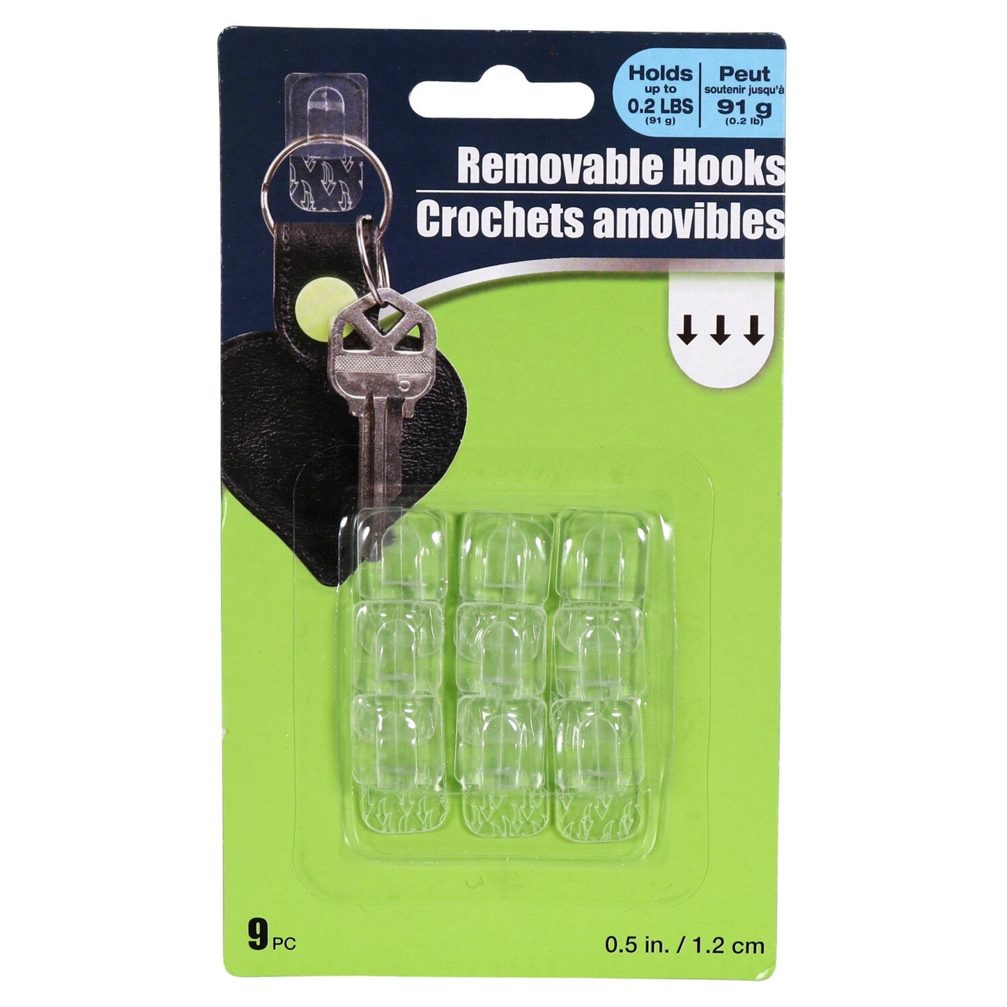 Plastic Removable Wall Hooks, 0.2-lbs. (Pack of 24)