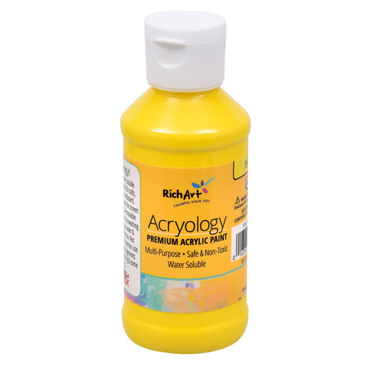 Rich Art Premium Acrylic Yellow Paints, 4-fl.oz. Containers (Pack of 12)