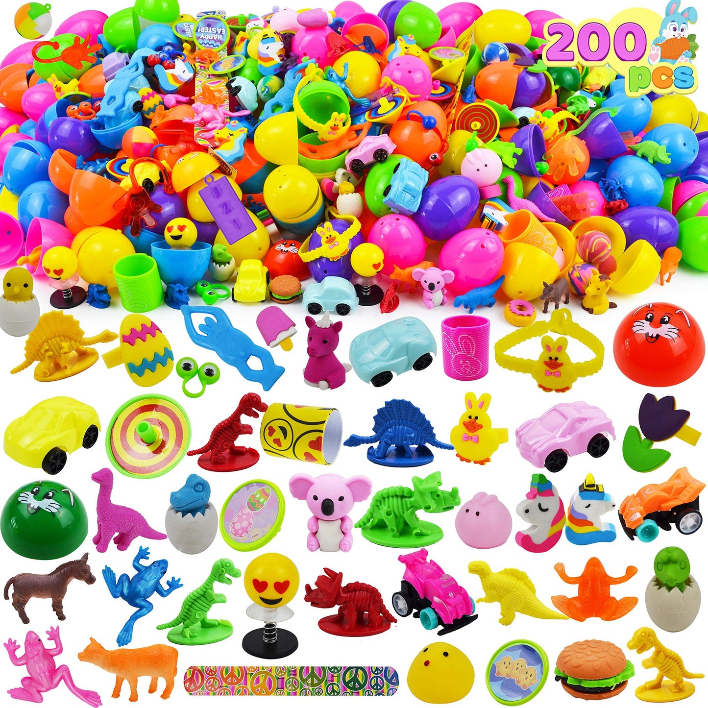 200 Piece Prefilled Egg Toy Set for Egg Hunt and Party Favors