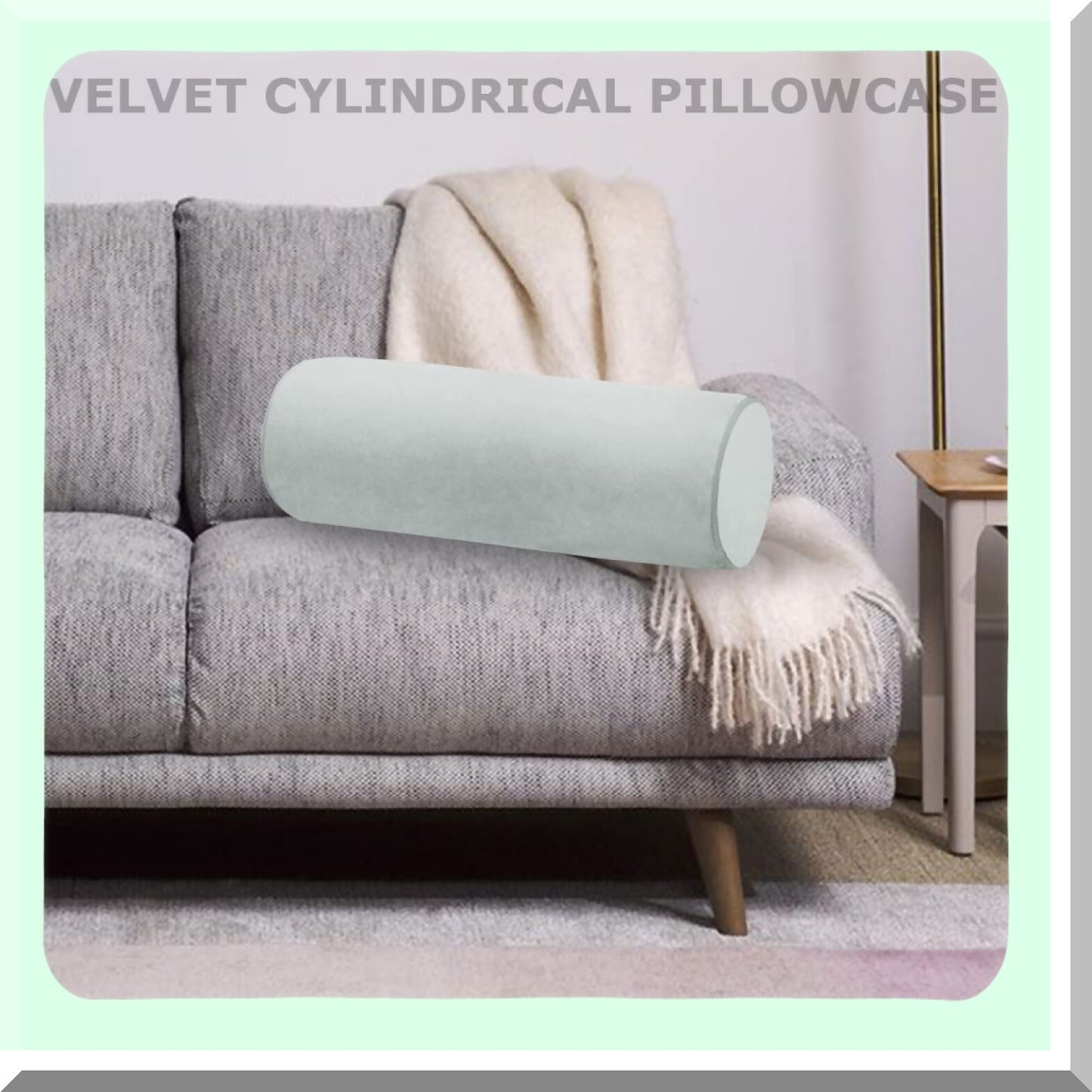 Velvet Cervical Cylinder Pillowcase - Gray 16x6 - Hidden Zipper - Neck Roll Memory Pillow Cover - Round Cushion for Home Decor - House Neck Roll Pillow