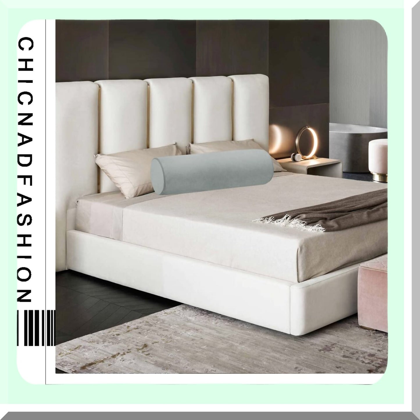 Velvet Cervical Cylinder Pillowcase - Gray 16x6 - Hidden Zipper - Neck Roll Memory Pillow Cover - Round Cushion for Home Decor - House Neck Roll Pillow