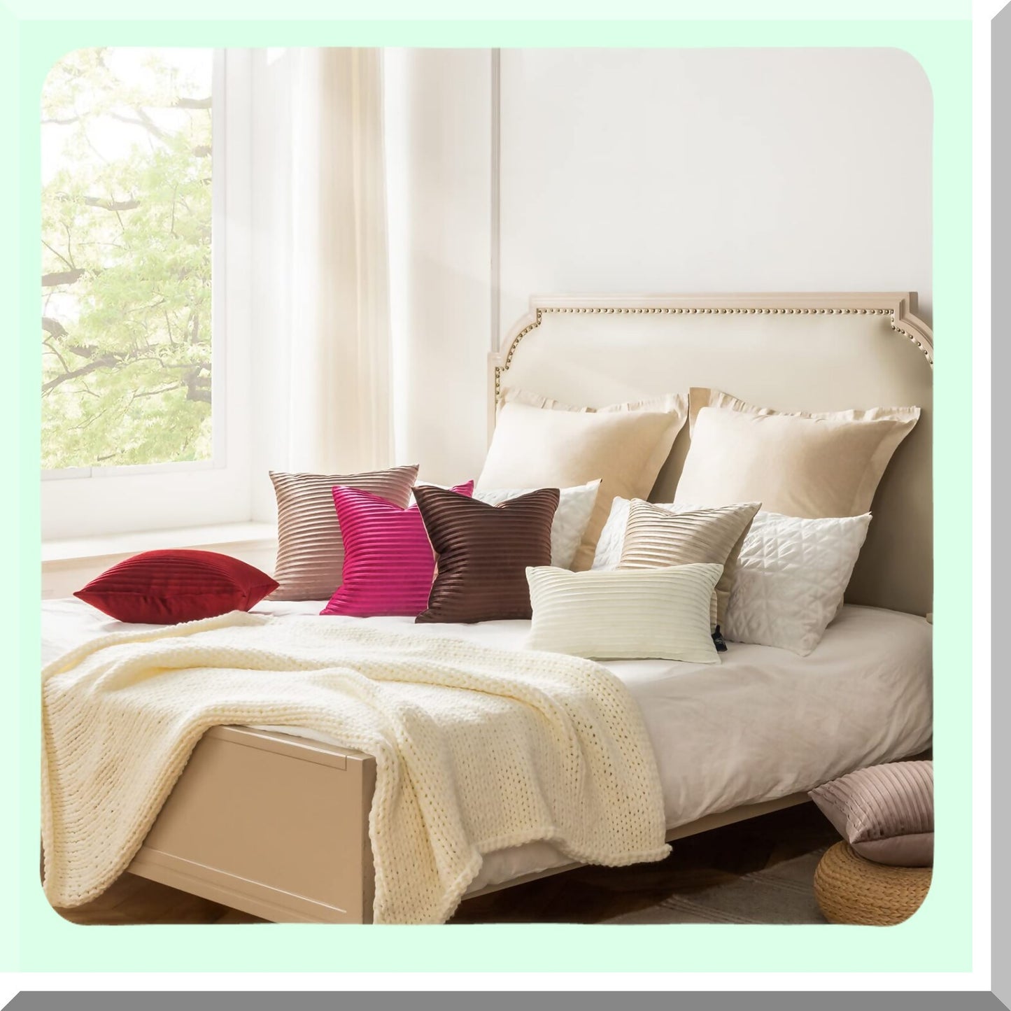 Luxury Velvet Pleated Throw Pillow Covers - Set of 2 | Soft Crushed Velvet Square Cushion Cases for Couch, Bed, Chair | Decorative Black Pillowcases 18x18"