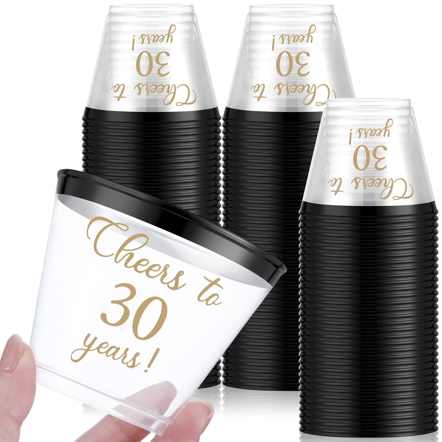 Disposable 9oz Party Cups with Black Rim for Celebrations