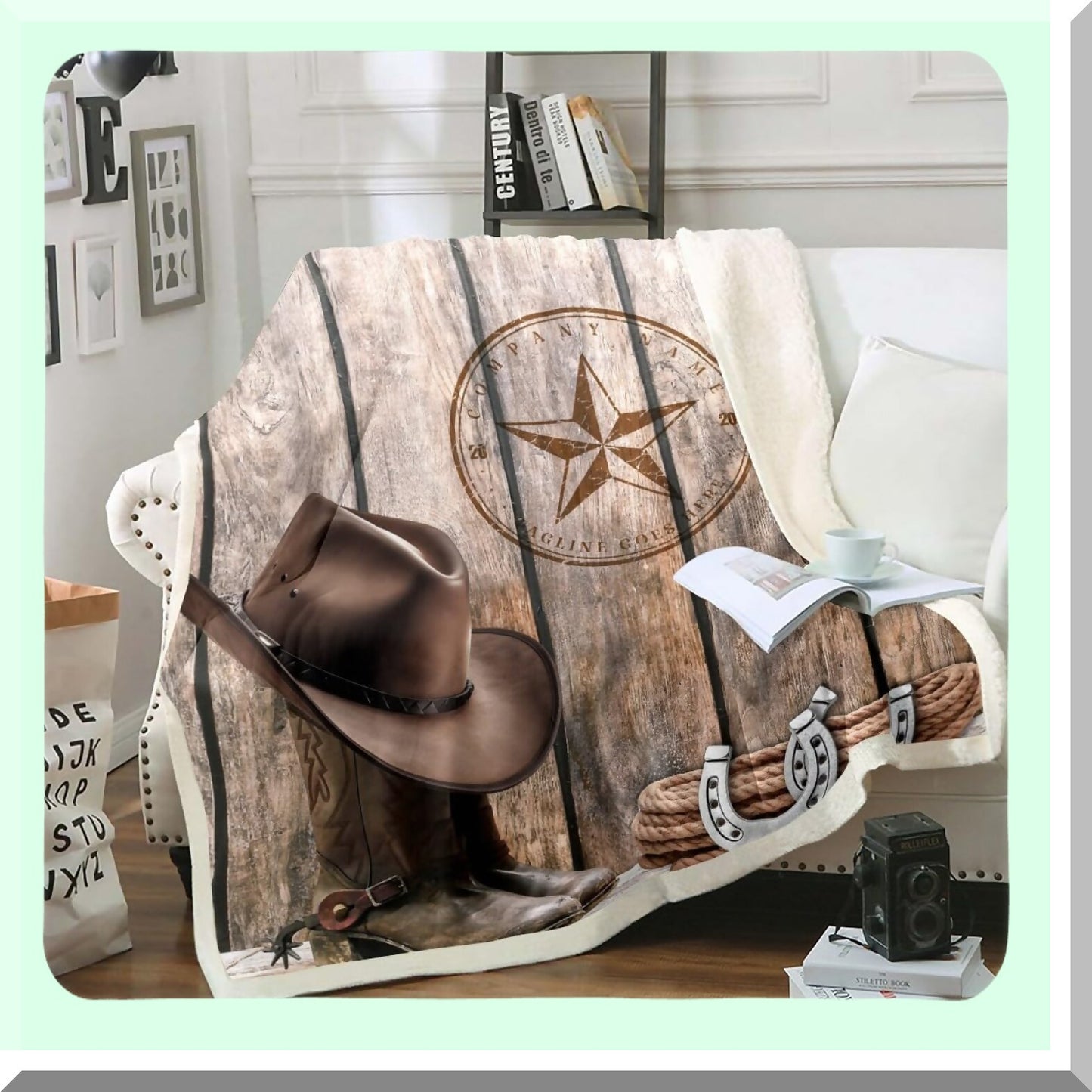 Wild West Texas Star Fleece Blanket - Rustic Cowboy Decor for Men & Boys