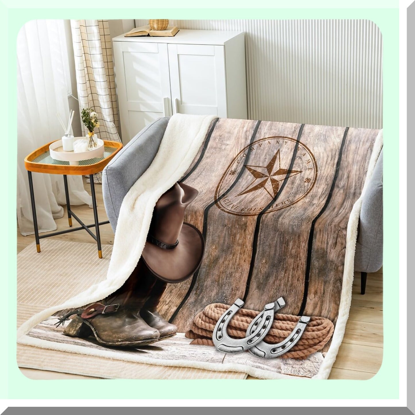 Wild West Texas Star Fleece Blanket - Rustic Cowboy Decor for Men & Boys