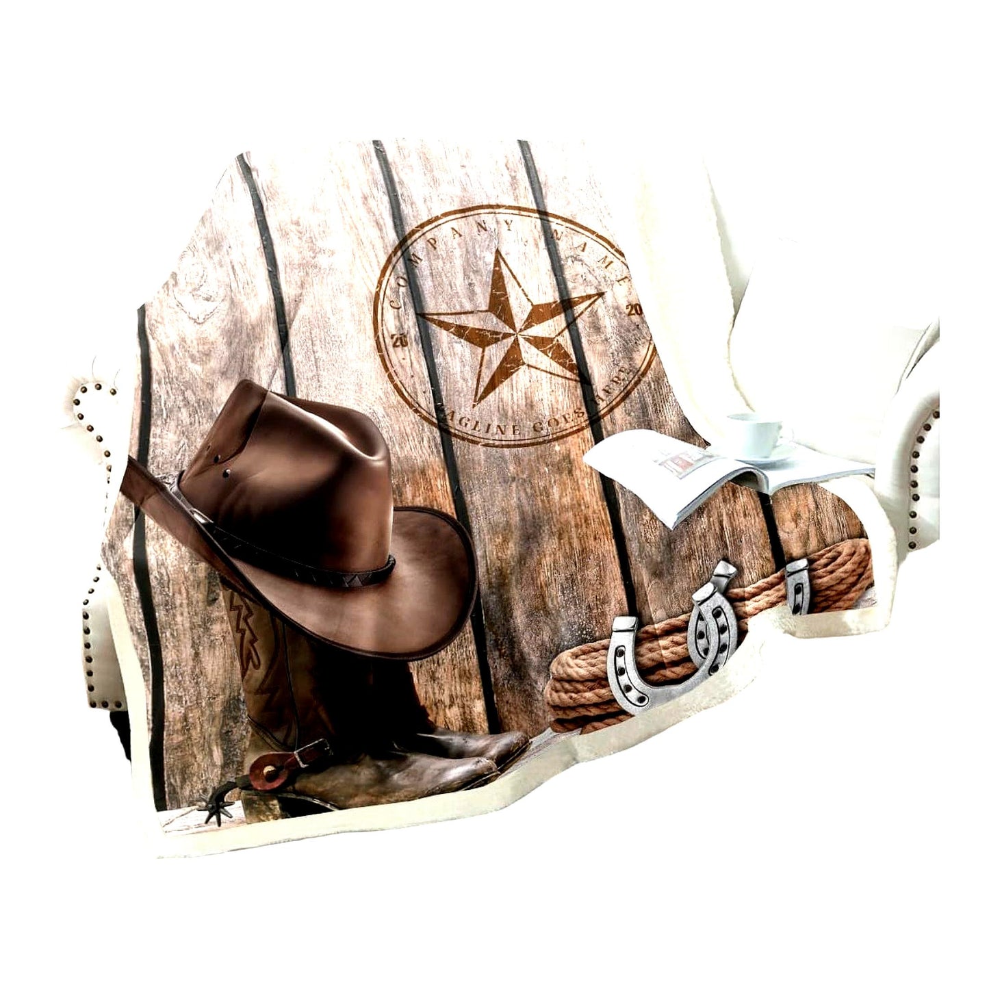 Wild West Texas Star Fleece Blanket - Rustic Cowboy Decor for Men & Boys