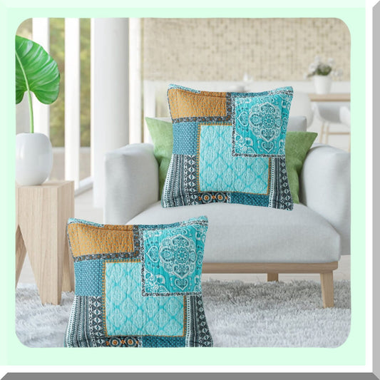 Green Floral Boho Farmhouse Pillow Covers - Set of 2, 18x18 Inch Square Cushion Covers for Couch, Bed, Sofa - Decorative Chic Pattern