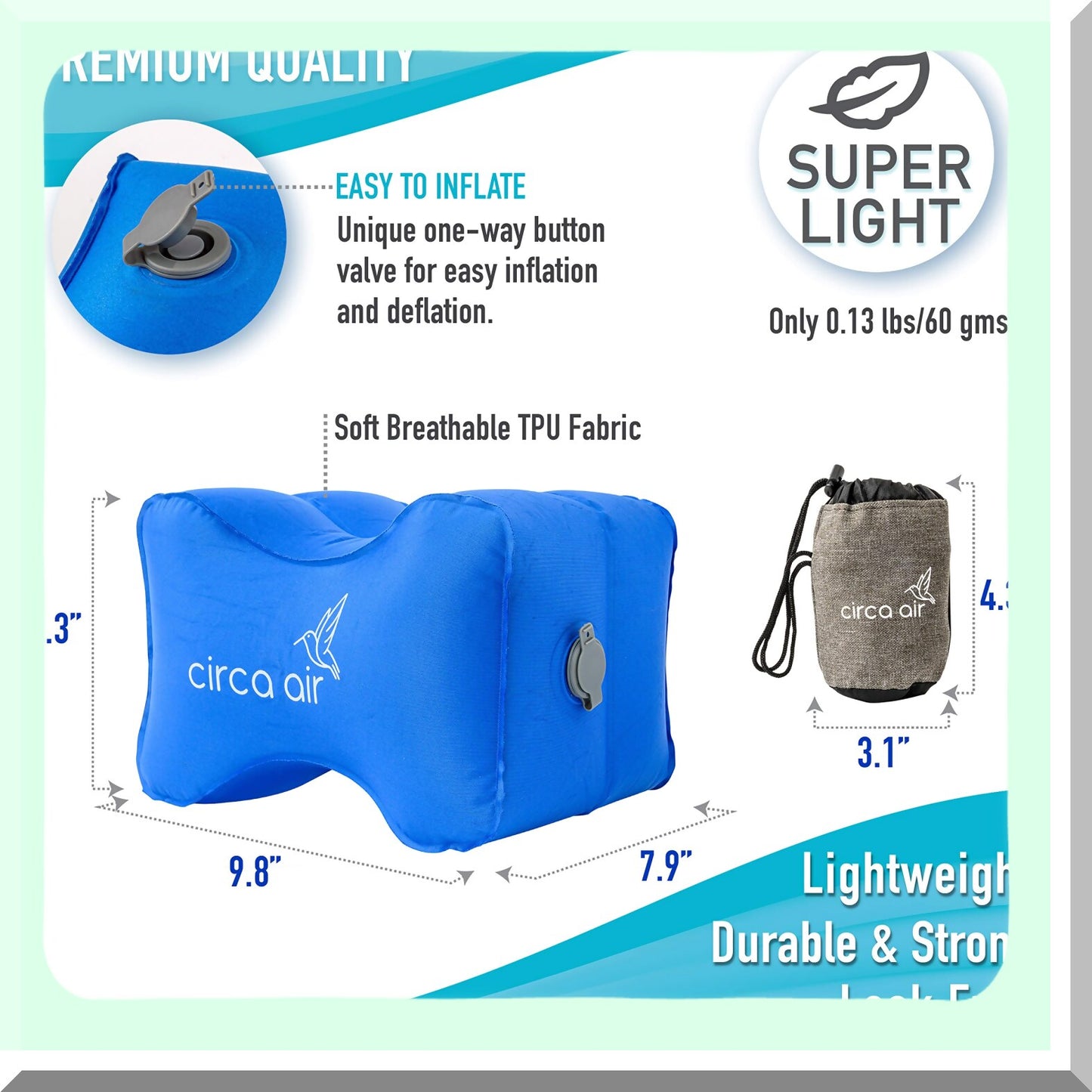 OrthoSleep Inflatable Knee Support - Sciatica Relief Pillow for Side Sleepers. Lightweight Orthopedic Cushion for Back, Leg, Hip & Joint Pain. Travel-Friendly Design, 1.98 Oz.