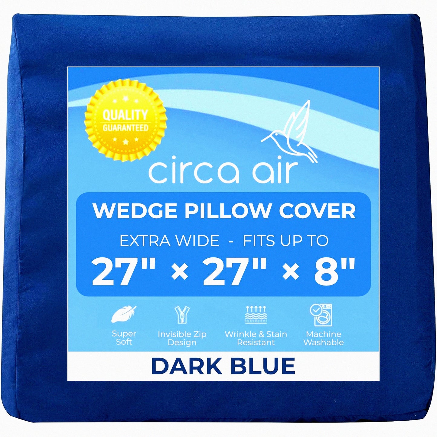 UltraSoft Microfiber Wedge Pillow Cover - Extra Wide Large Case for Inflatable Wedge Pillow 27x27x8 - Zippered Bed Wedge Pillow Protector