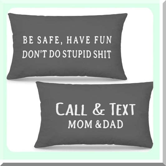 Funny Text Call Reversible Dorm Pillowcase - College Cushion Cover for Living Room Sofa Bed Decor - Safe & Fun Throw Pillow Covers 12x20 Gray