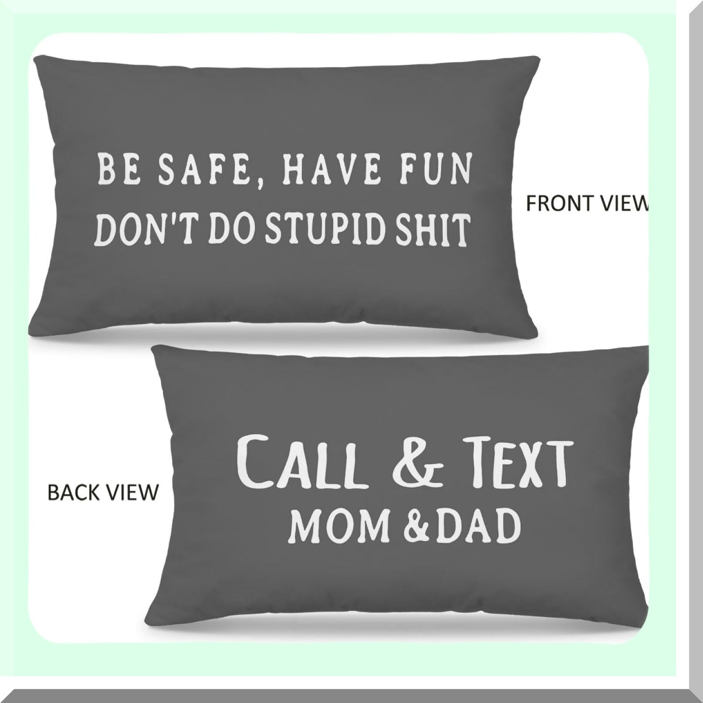 Funny Text Call Reversible Dorm Pillowcase - College Cushion Cover for Living Room Sofa Bed Decor - Safe & Fun Throw Pillow Covers 12x20 Gray