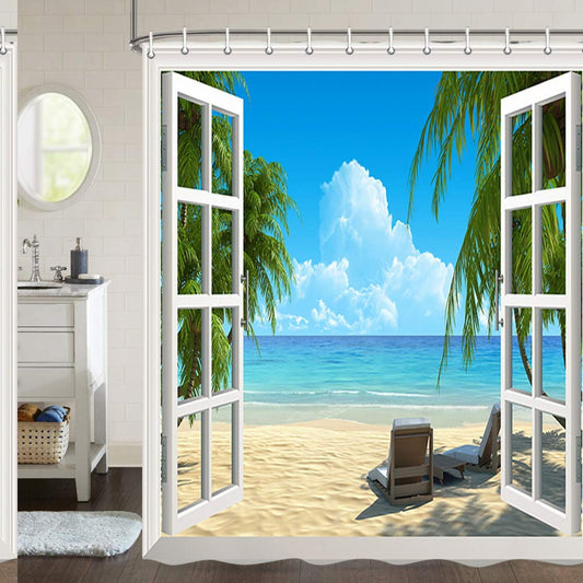 Beach Scene Shower Curtain 60x70 Inches