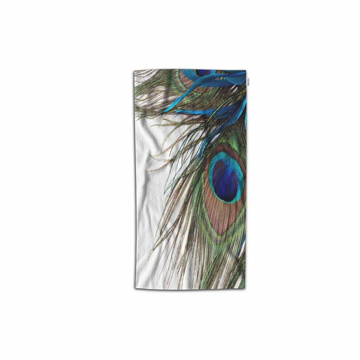 Peacock Hand Towel 15x30 Inch Microfiber Green Blue