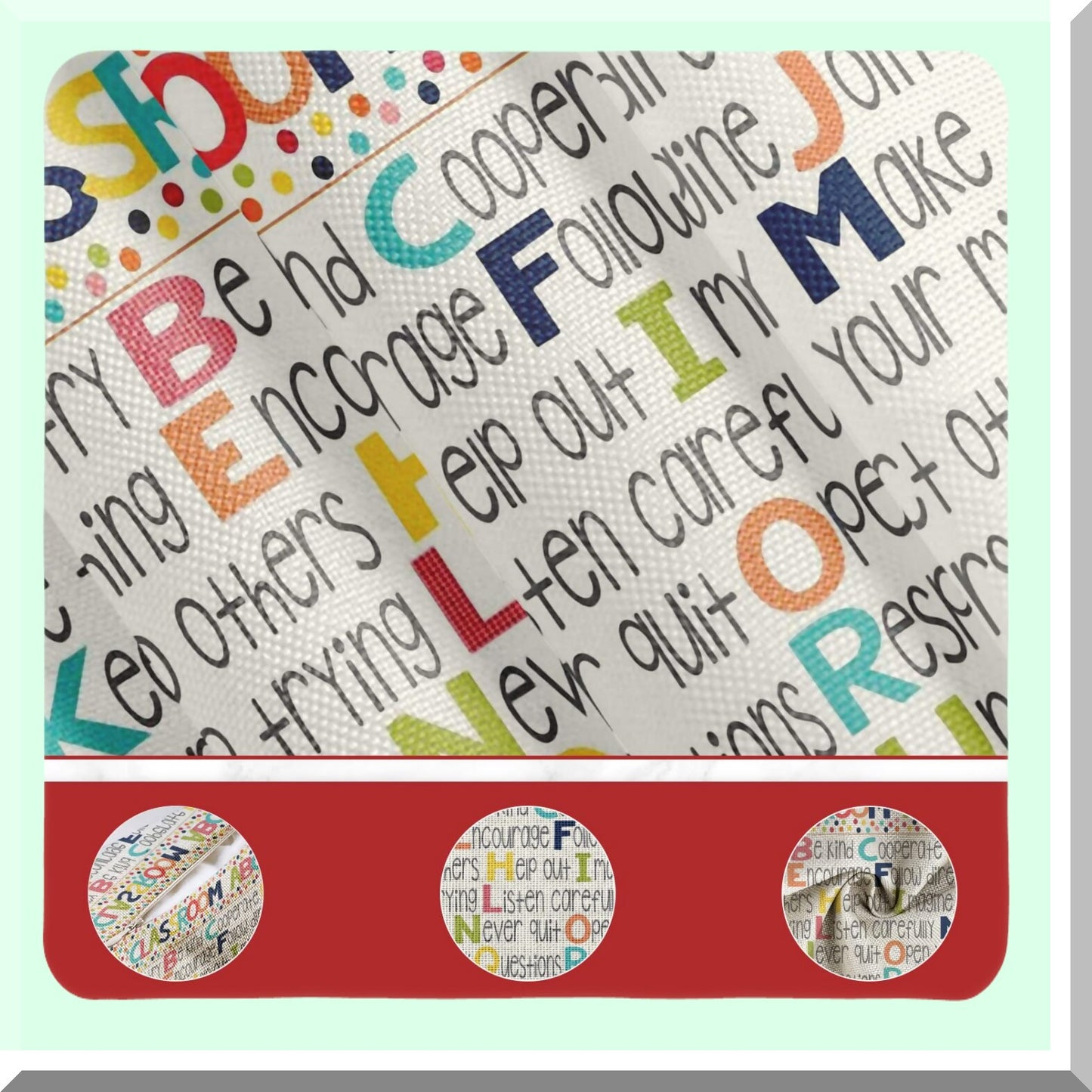 ABCs Linen Throw Pillow Covers - Set of 2, Educational Decorative Cases for Home Decor, Square 20 x 20 Inches Pillowcases