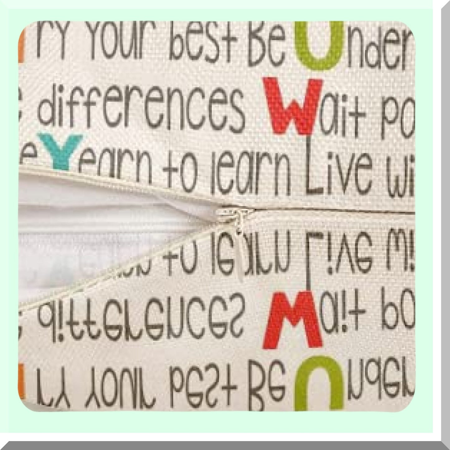 ABCs Linen Throw Pillow Covers - Set of 2, Educational Decorative Cases for Home Decor, Square 20 x 20 Inches Pillowcases