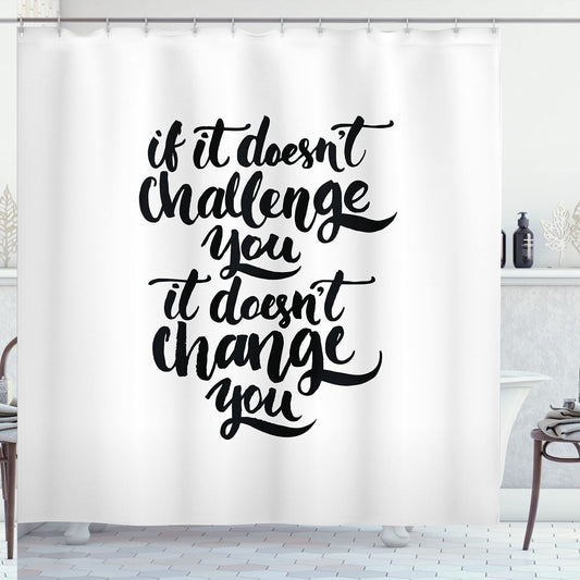Wording Shower Curtain Black White 69x70 inches