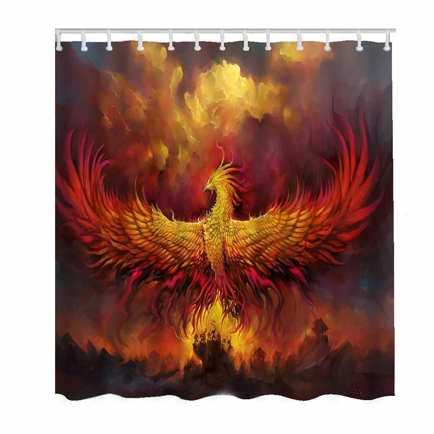 Fantasy Phoenix Waterproof Shower Curtain 60x72 Inch Red