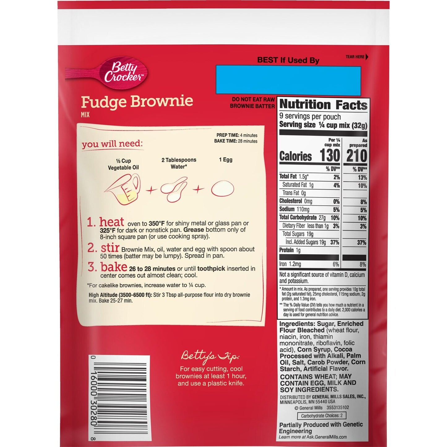 Betty Crocker Fudge Brownie Mix, 10.25-oz. (Pack of 6)