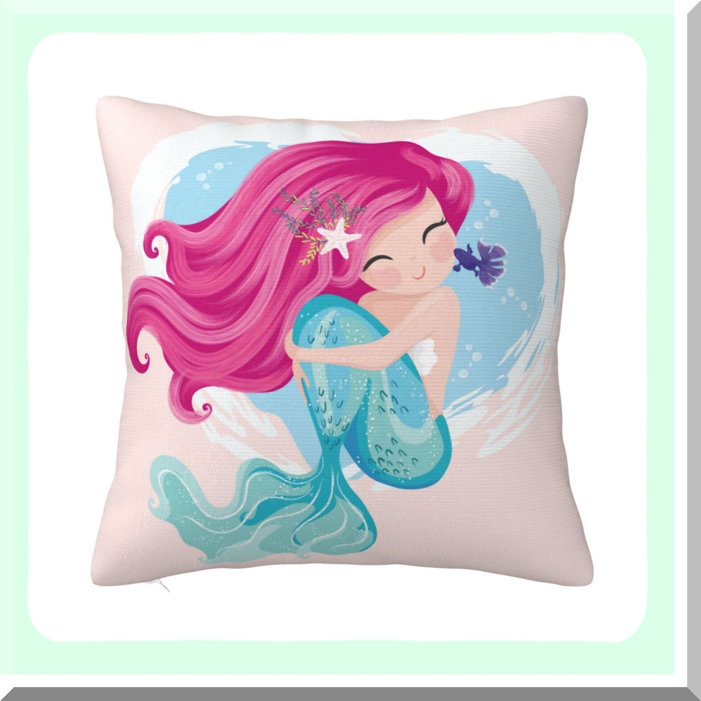 Mermaid Magic Pillowcase - Cozy Throw Pillow Cover for Bedroom, Living Room, Sofa, Couch & Bed - Cute Decorative Square Cushion Case 18x18"