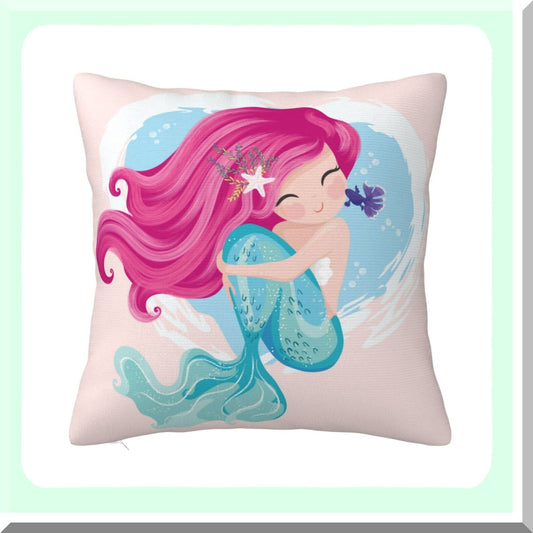 Mermaid Magic Pillowcase - Cozy Throw Pillow Cover for Bedroom, Living Room, Sofa, Couch & Bed - Cute Decorative Square Cushion Case 18x18"