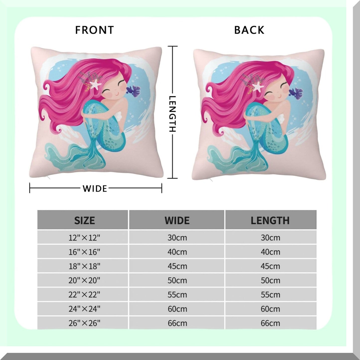 Mermaid Magic Pillowcase - Cozy Throw Pillow Cover for Bedroom, Living Room, Sofa, Couch & Bed - Cute Decorative Square Cushion Case 18x18"