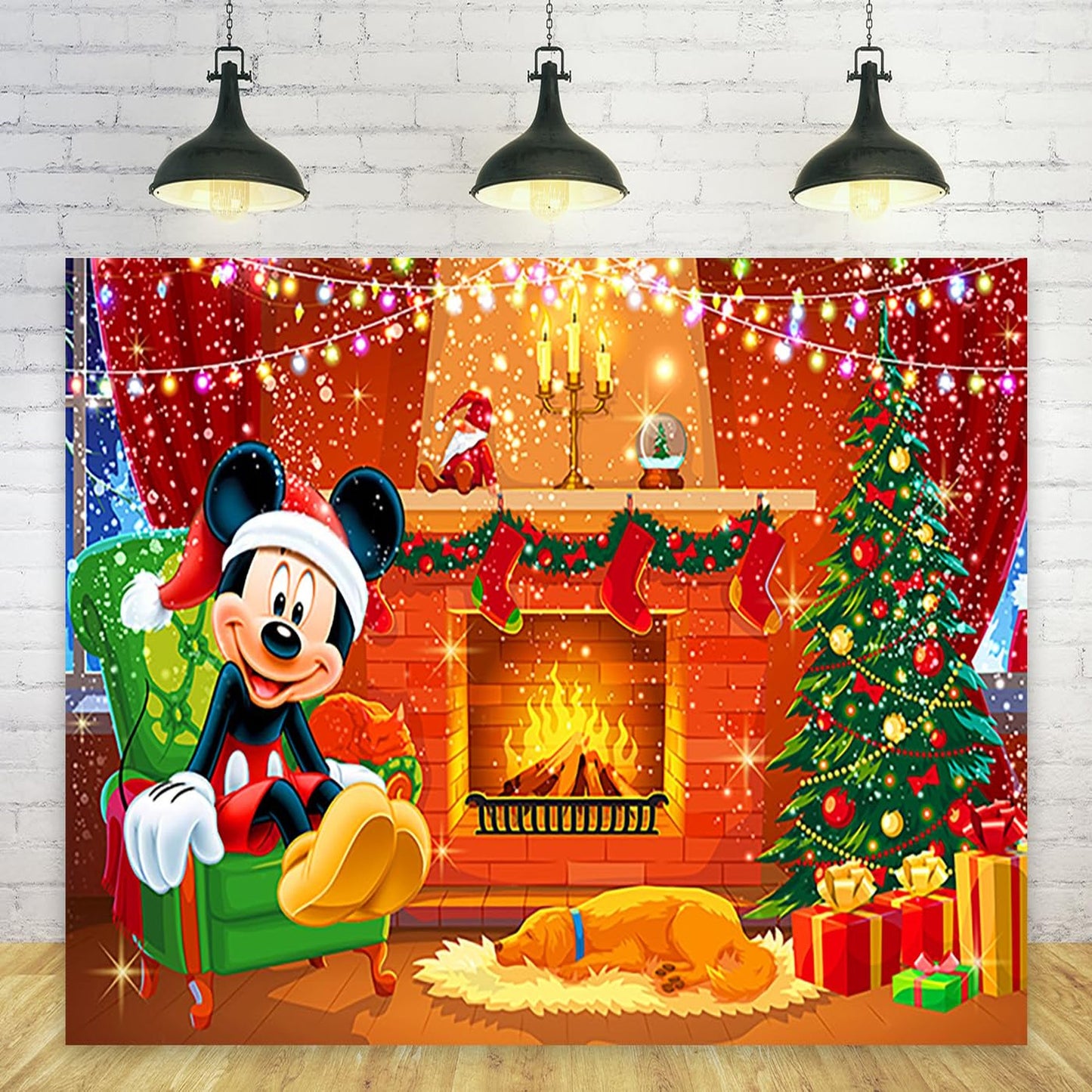 Mickey Mouse Party Backdrop - Xmas Theme Banner for Cake Table Decor - Festive Decorations for Merry Celebrations - 5x3ft Background Display