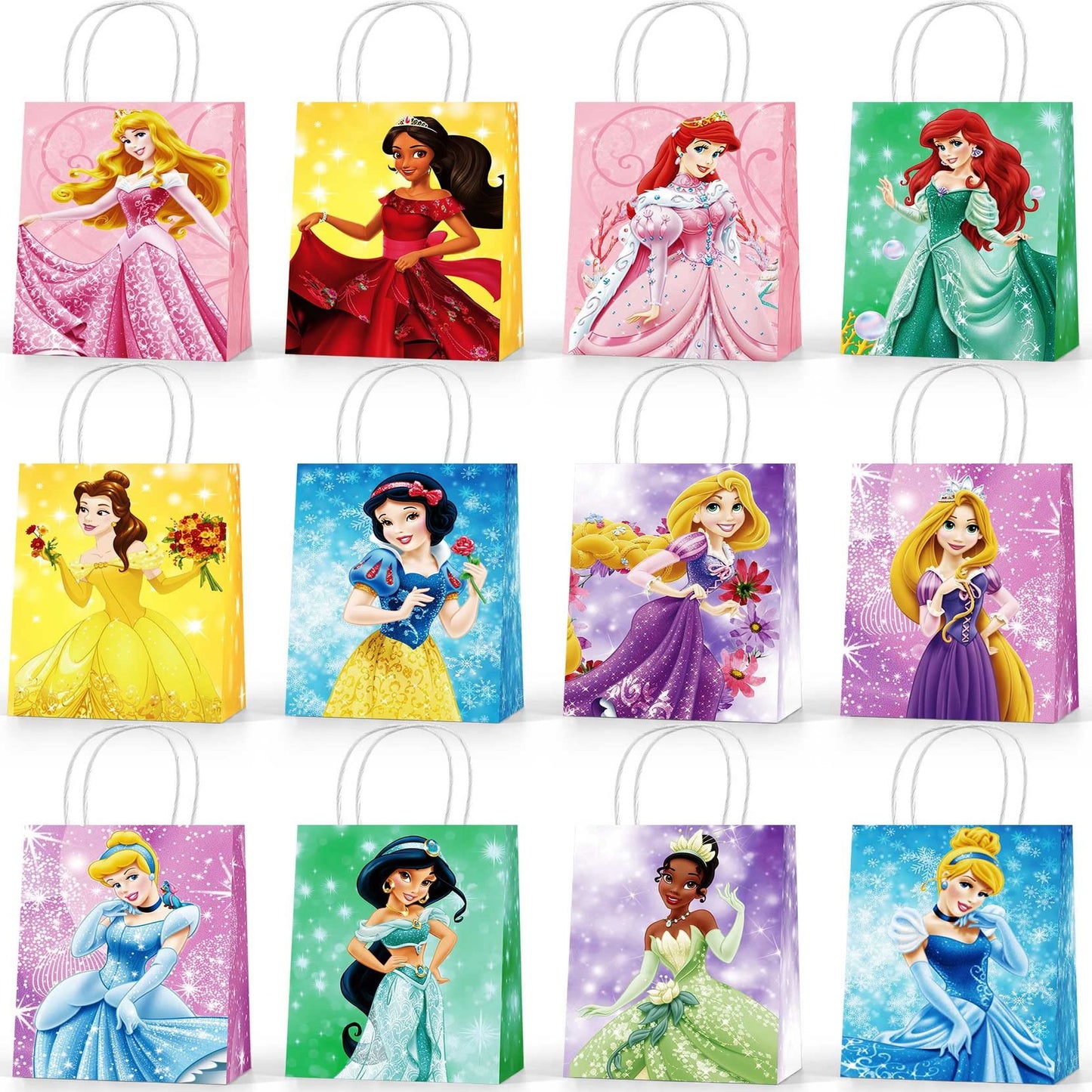 Princess Party Pack - 24-Piece Princess Party Decorations Paper Bag Gift Set for Girls - Princess Theme Party Favor Supplies