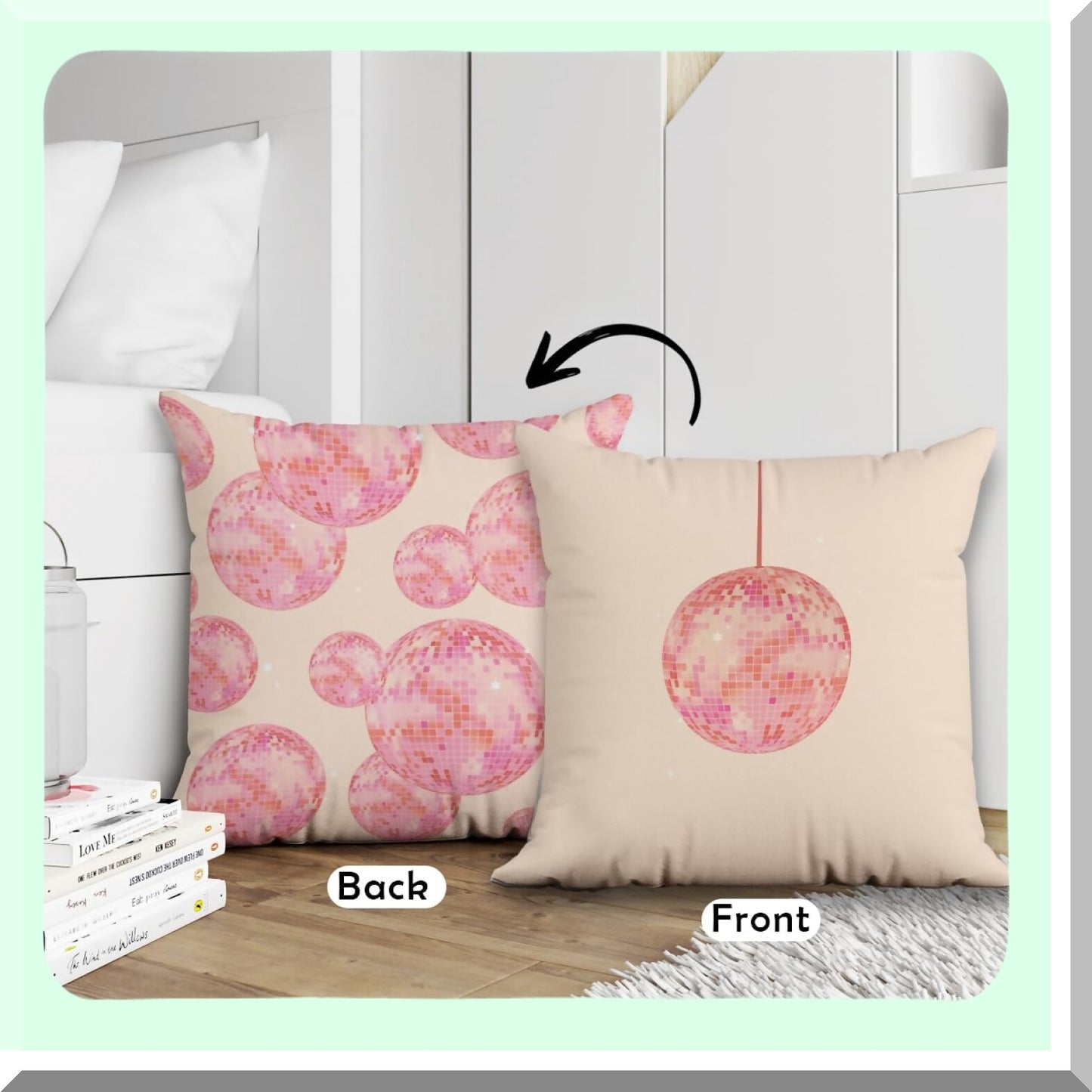 Shimmering Disco Dream Pillow Cover - 18x18, Glittering Decorative Pillow for College Dorm Room, Trendy Gifts for Women & Teenage Girls.