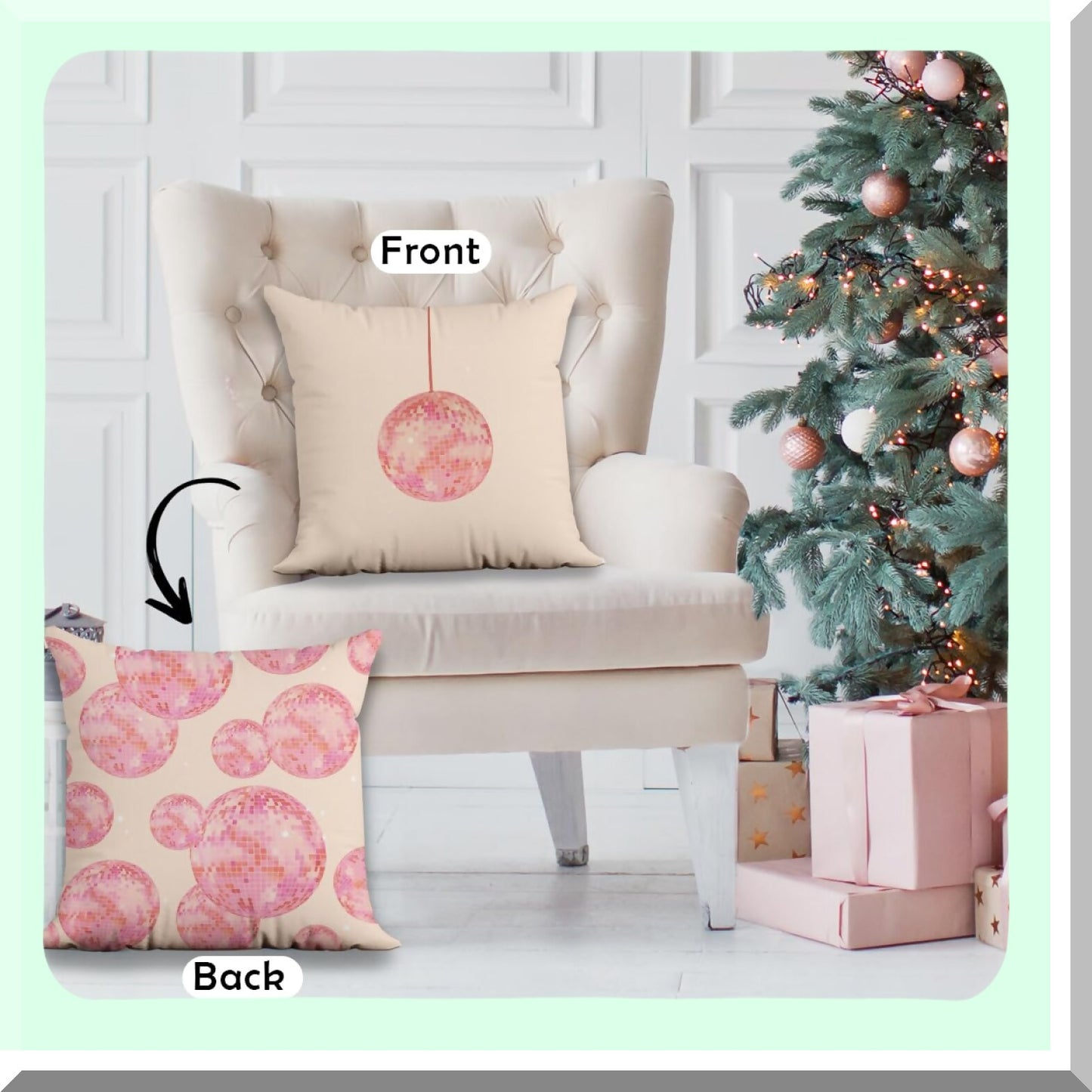 Shimmering Disco Dream Pillow Cover - 18x18, Glittering Decorative Pillow for College Dorm Room, Trendy Gifts for Women & Teenage Girls.