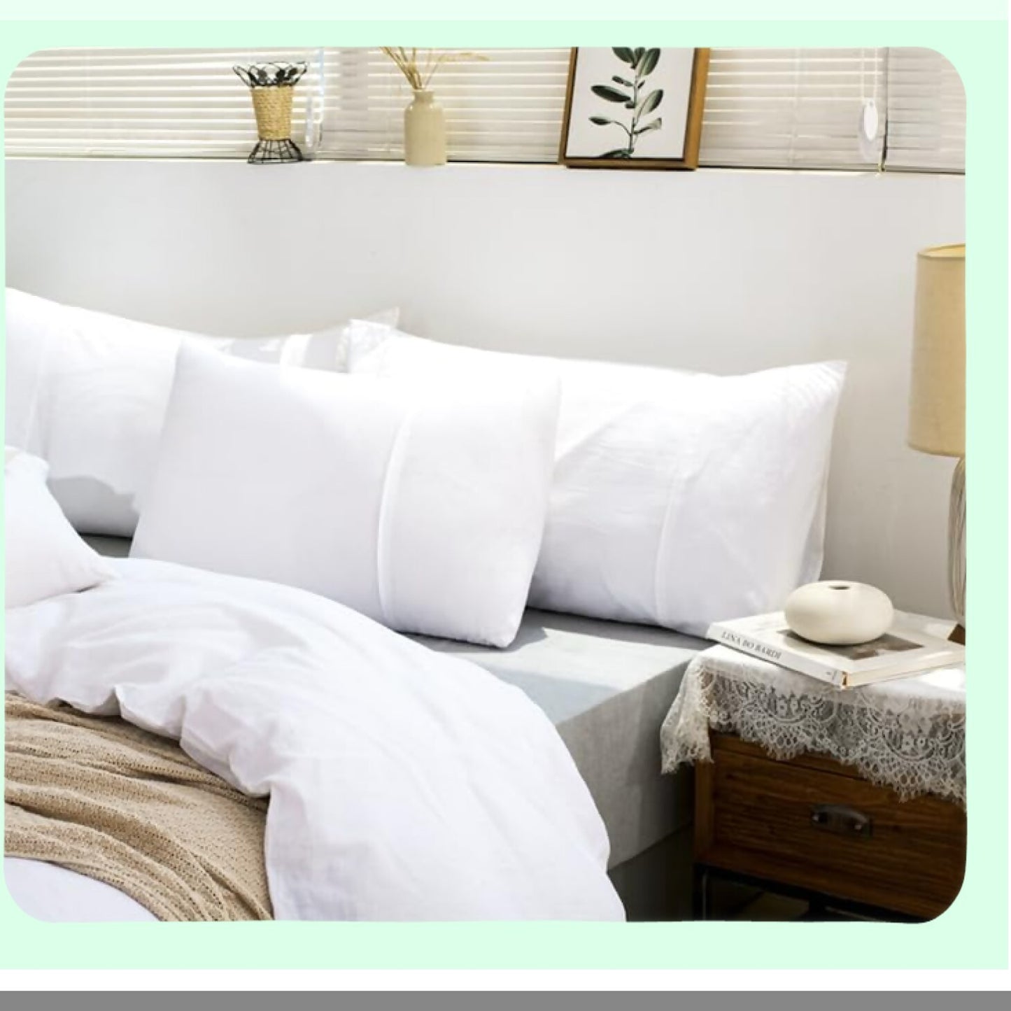 Natural Linen Queen Pillowcase Set - Soft Breathable Standard Pillow Covers - Washed Solid Color Bed Pillow Cases - Flax White Queen Size - Set of 2