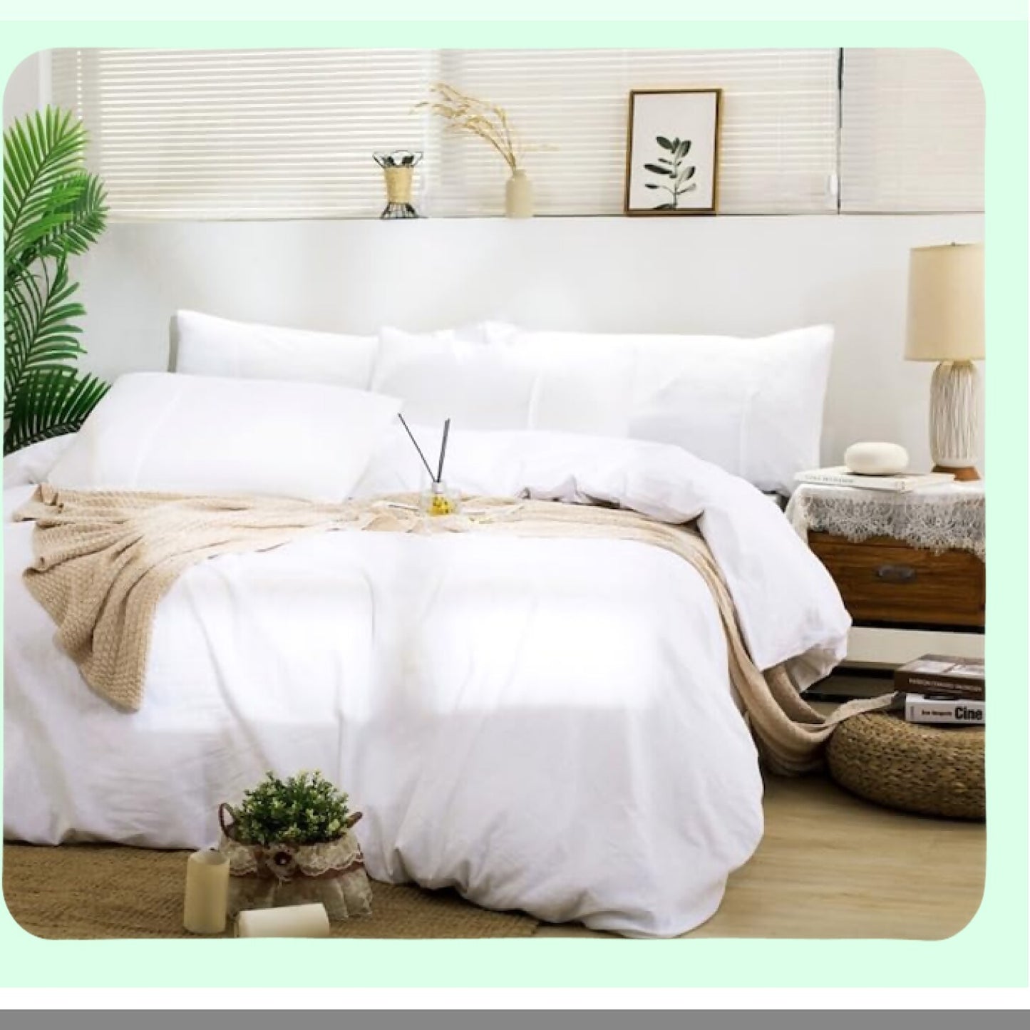 Natural Linen Queen Pillowcase Set - Soft Breathable Standard Pillow Covers - Washed Solid Color Bed Pillow Cases - Flax White Queen Size - Set of 2