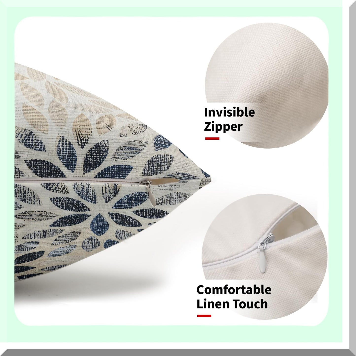 Rustic Geometric Dahlia Lumbar Pillow Covers - Set of 2 | Navy Blue Floral Cushion Cases for Sofa, Bedroom & Outdoor Decor | Beige Tan Gray Farmhouse Home Accent 12x20"