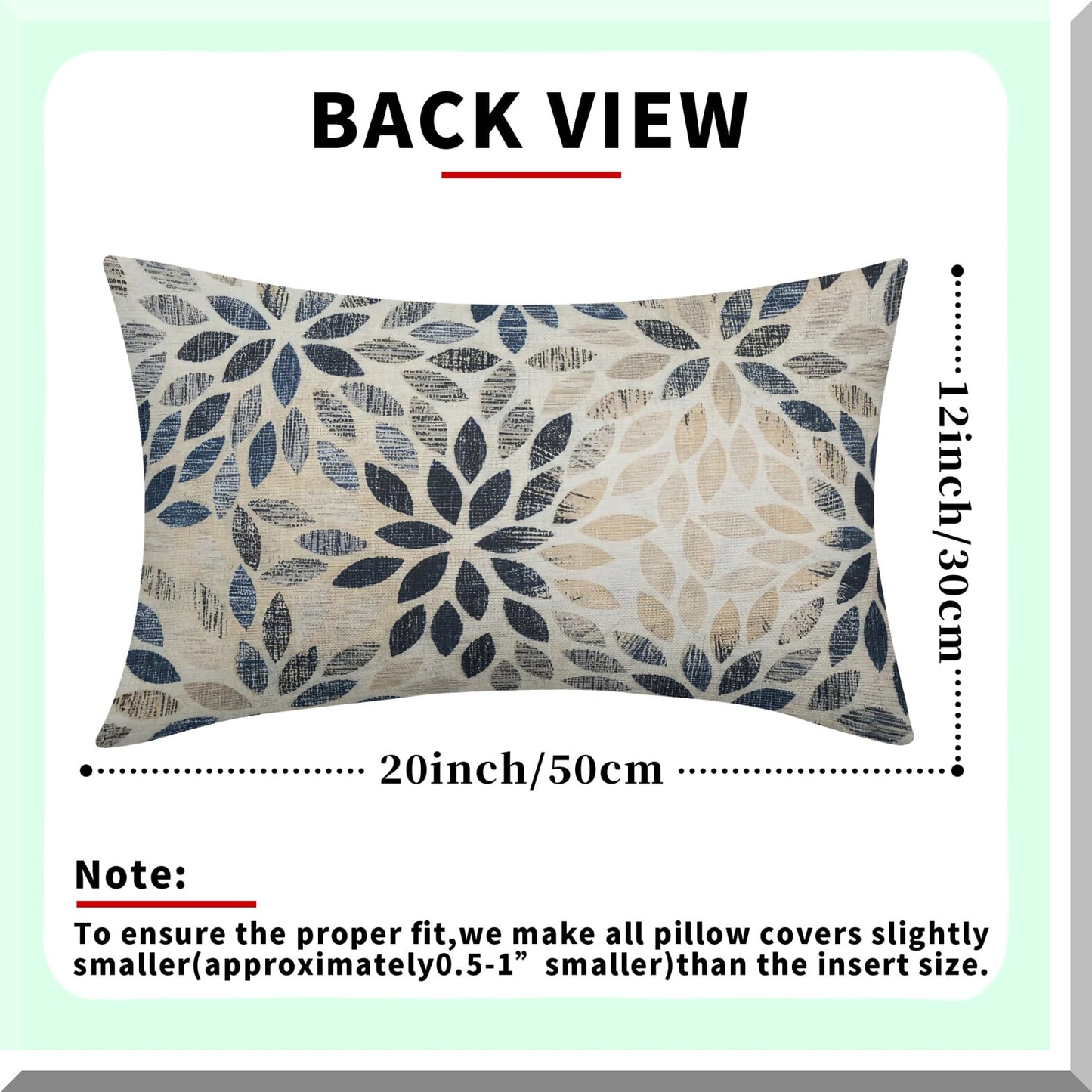 Rustic Geometric Dahlia Lumbar Pillow Covers - Set of 2 | Navy Blue Floral Cushion Cases for Sofa, Bedroom & Outdoor Decor | Beige Tan Gray Farmhouse Home Accent 12x20"