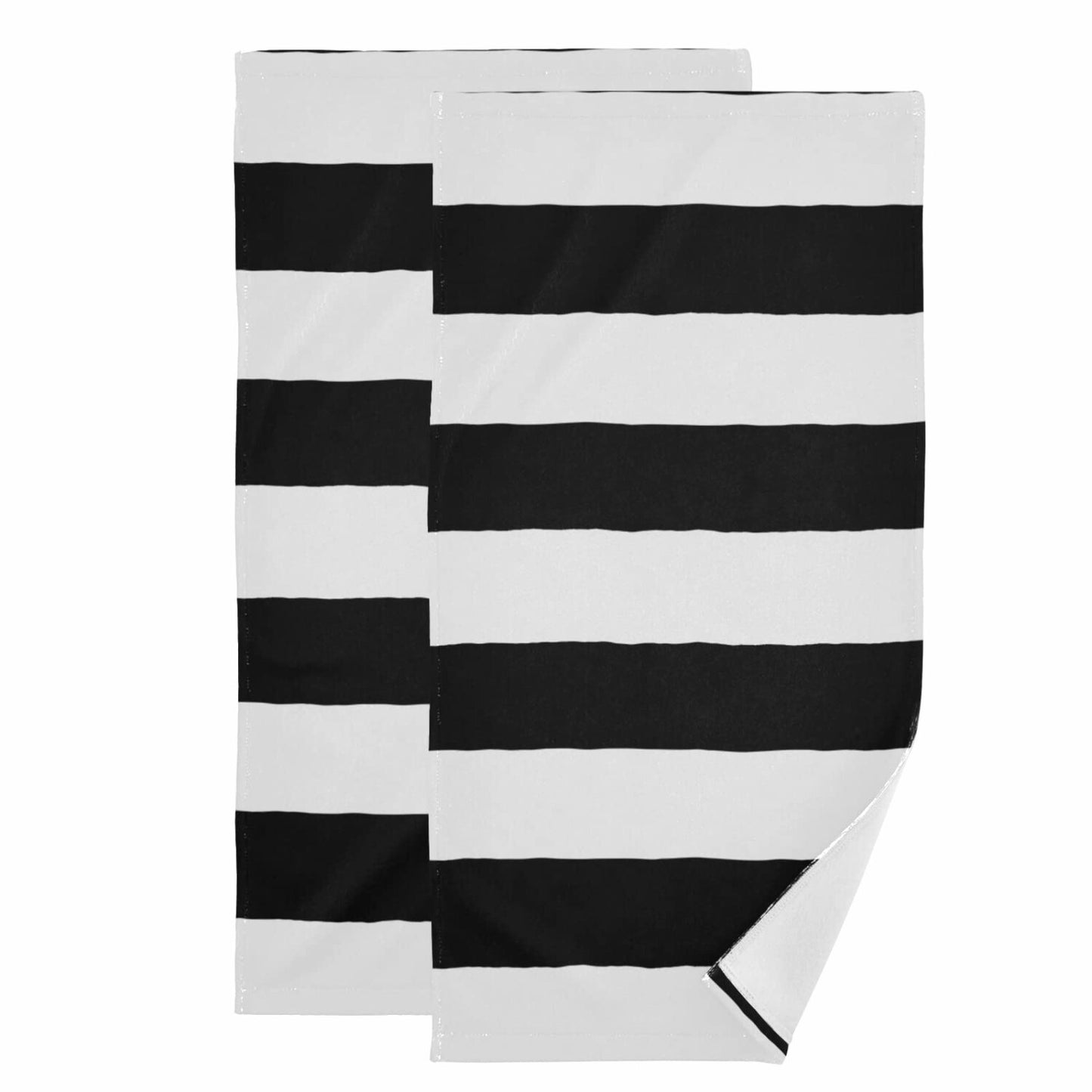 Black White Stripe Face Towel Set of 2 30x15