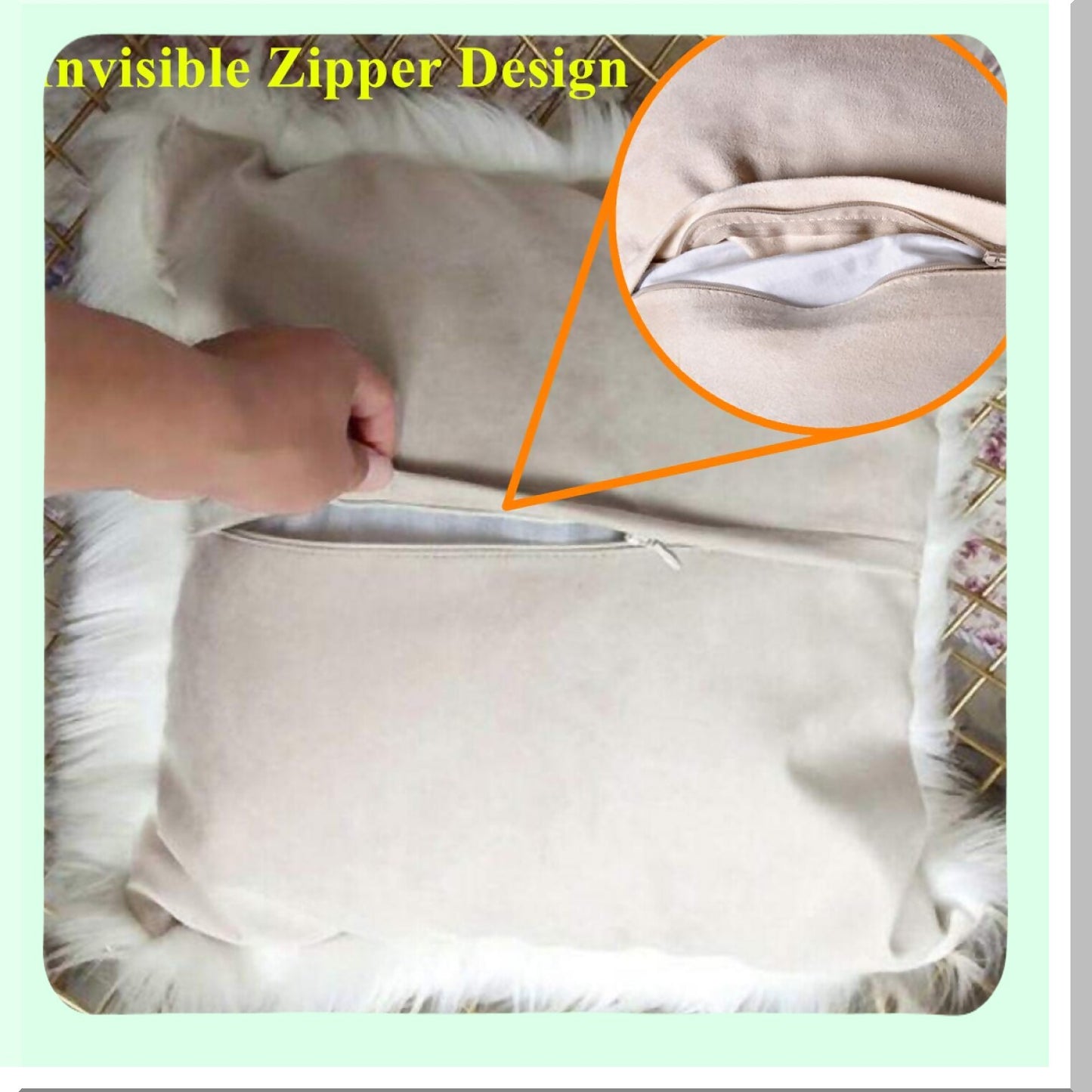 SoftWool Pillowcase - 18x18 Inch Decorative Cushion Cover, Washable Long Wool, No Shedding, White Sheep Design - Cozy Home Decor Accent (1Pc)