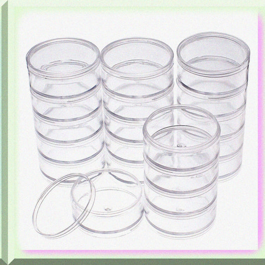 60ML Stackable Round Plastic Bead Storage Jars Set